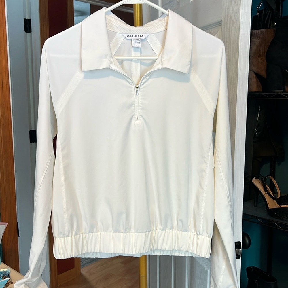 Athleta quarter zip up white activewear